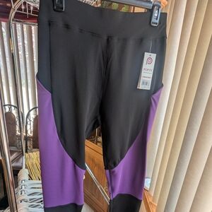 NWT POP Fit Black and Purple Fitness Leggings